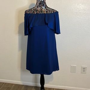Off The Shoulder Blue Shimmer Dress